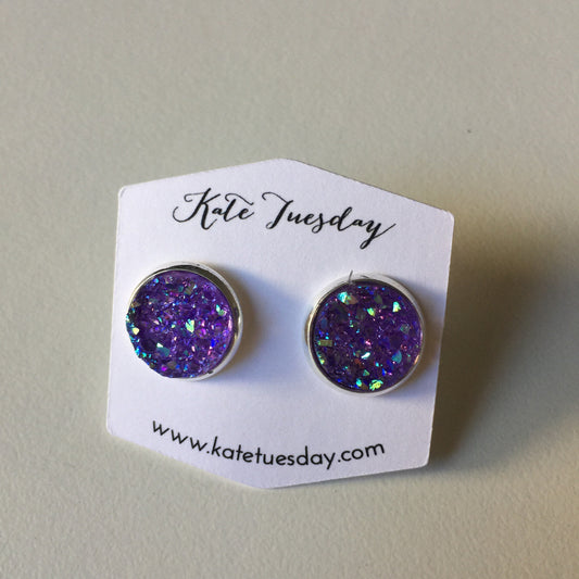 Light Purple Druzy Earrings