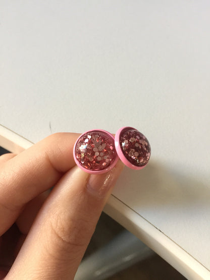 Pink Sparkle Like Druzy Earrings