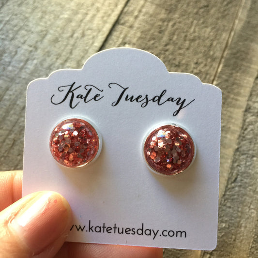 Pink Sparkle Like Druzy Earrings