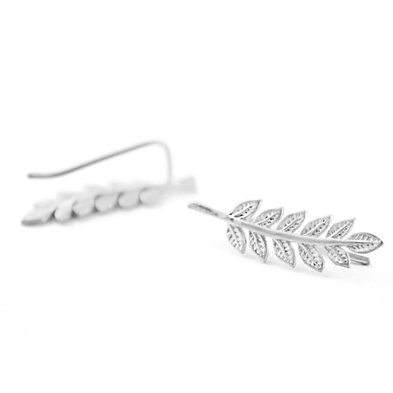 Leaf Crawler Earrings silver + gold