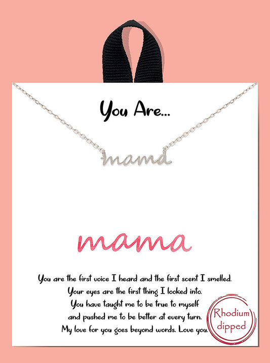 MAMA Silver Necklace on Card SALE