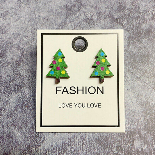 Decorated Tree Holiday Stud Earrings