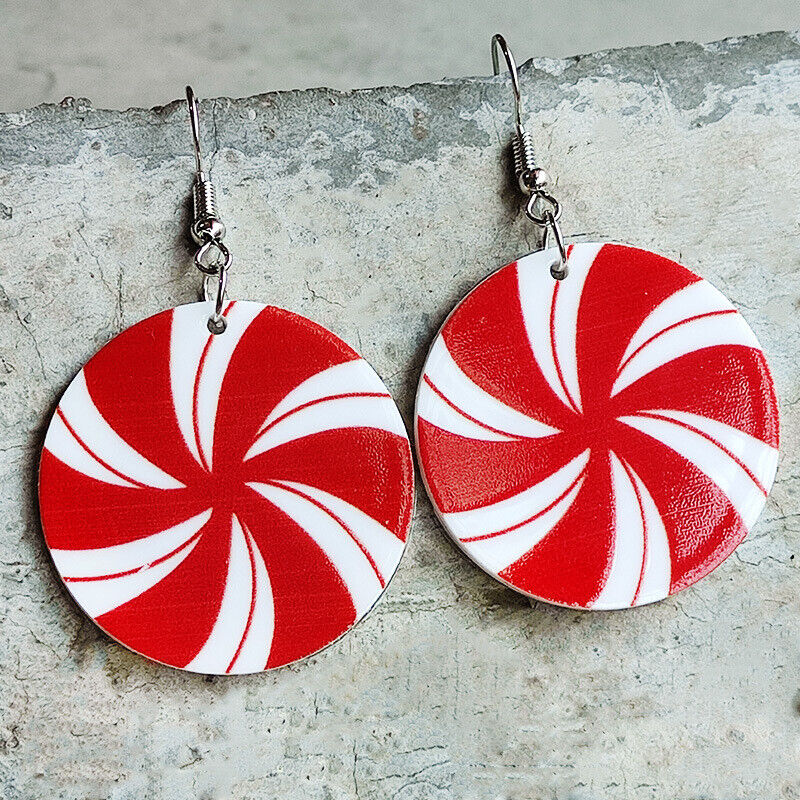 Red and White Candy Double Sided Earrings