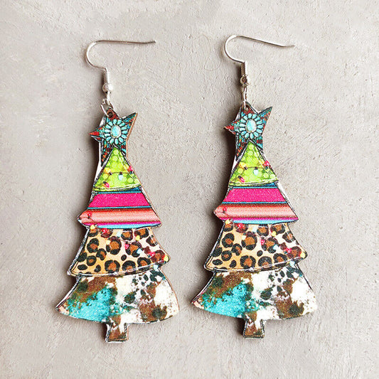Aztec Tree Holiday Wood Earrings