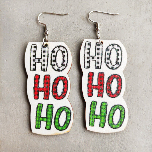 Ho Ho Ho Wood Holiday Earrings
