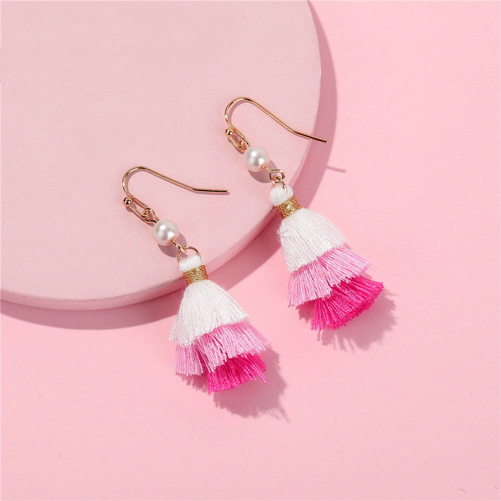 Mini Light Pink Pearl Tassel Earrings