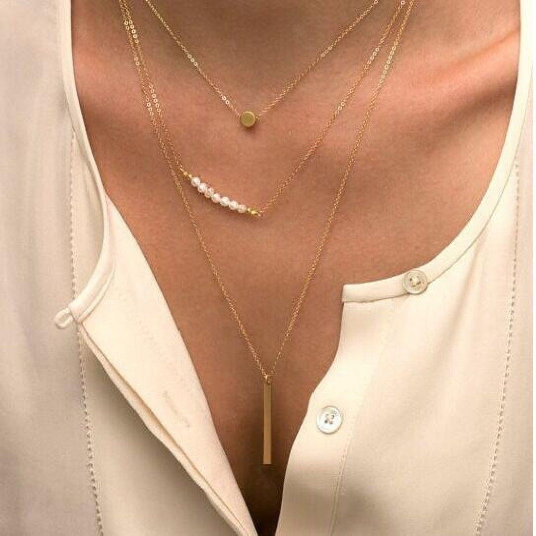 Aimee Pearl + Gold Layered Necklace